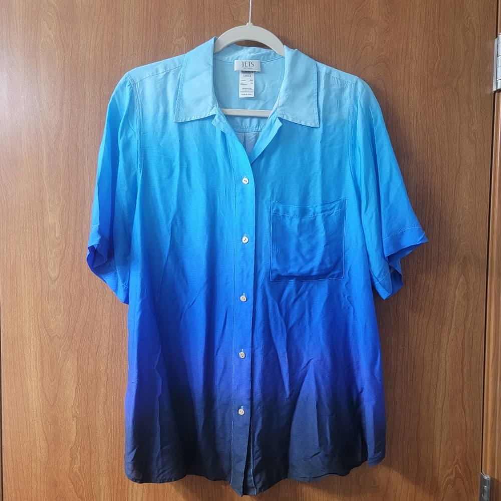 JETS Australia Short Sleeve Button Down Shirt Ocean Size US 6